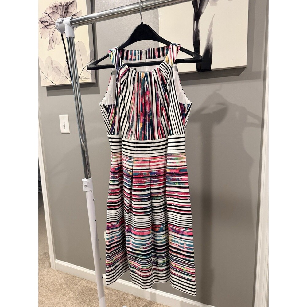 Nine West Fit & Flare Dress Size 4 Striped Multicolor
